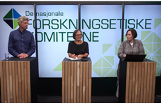 Bjørn Ramberg, leder i forskningsetisk utvalg ved UiO, Agnes Landstad,  daglig leder i Forskningsinstituttenes fellesarena og Katrine Ore, seniorrådgiver ved det medisinske fakultetet ved UiO.
