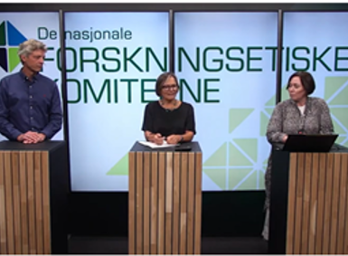 Bjørn Ramberg, leder i forskningsetisk utvalg ved UiO, Agnes Landstad,  daglig leder i Forskningsinstituttenes fellesarena og Katrine Ore, seniorrådgiver ved det medisinske fakultetet ved UiO.