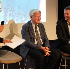 Torkild Vinther i granskingsutvalget, bedriftsansvarlig direktør Tony Peatfield i Medical Research Council UK og direktør i Forskningsrådet John-Arne Røttingen