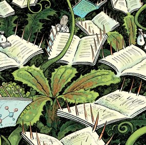 Illustrasjon: David Parkins for Nature - En jungel av røvertidsskrifter