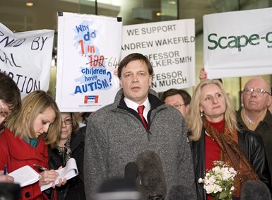 Andrew Wakefield under en demonstrasjon