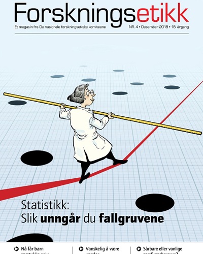 Cover of the magazine. A cartoon scientist balancing a curve.