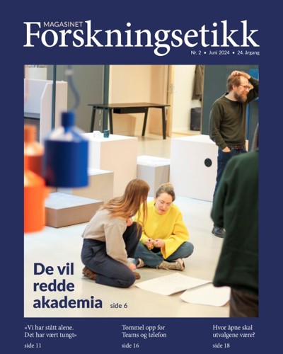 Omslag av magasinet med bilde Maria Toft, Ayşem Mert og Johan Söderberg på en samling i Göteborg hvor et manifest om akademisk frihet skal utformes. 