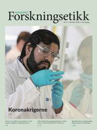 Cover of The Research Ethics Magazine no. 2, 2020. Man holding pipette in lab