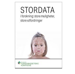 Omslag rapporten stordta i forskning - store muligheter store utfordringer. Bilde av jente med ansiktsgjenkjennings-streker i fjeset
